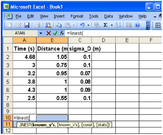 Appendix J Using The Linest Function In Excel