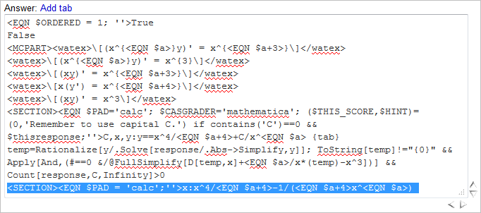 Answer field shows deleted part