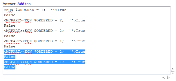 Answer field shows deleted part