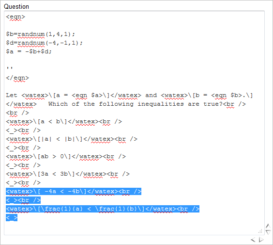 Question field shows deleted part