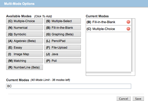 Multi-mode options window