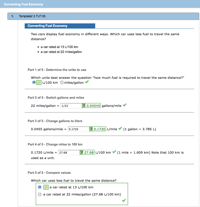 Question as displayed to students