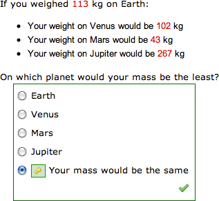 Question as displayed to students