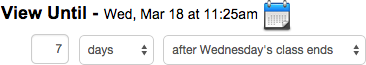 View Until: Wed, Mar 18 at 11:25am. 7 days after Wednesday's class ends