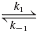 equilibrium reaction arrow with rate constants k subscript +1 and k subscript -1