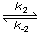 equilibrium reaction arrow with rate constants k subscript +2 and k subscript -2