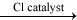 reaction arrow identifying a Cl catalyst