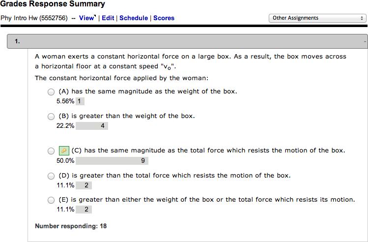 Grades Response Summary window