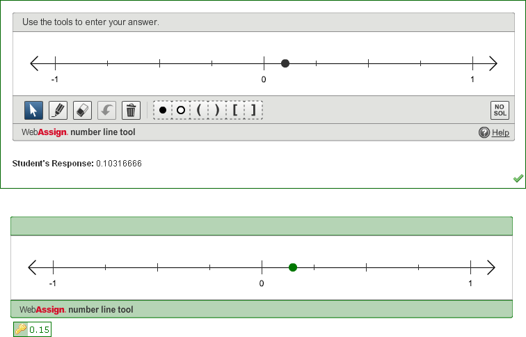 example of numberline question marked correctly