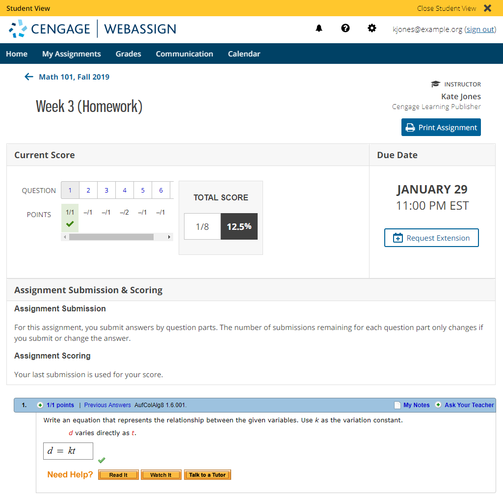 View assignment details