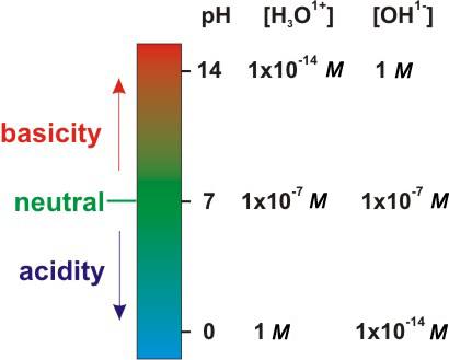 diagram showing pH increasing from acidic through neutral then basic